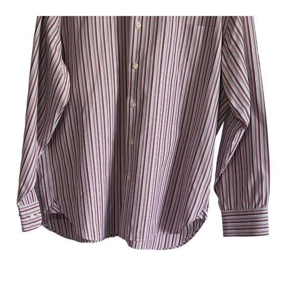 J. Crew Mens Red Blue Striped Button Dress Shirt XL 17"-17.5"Cotton Officewear - Picture 3 of 6